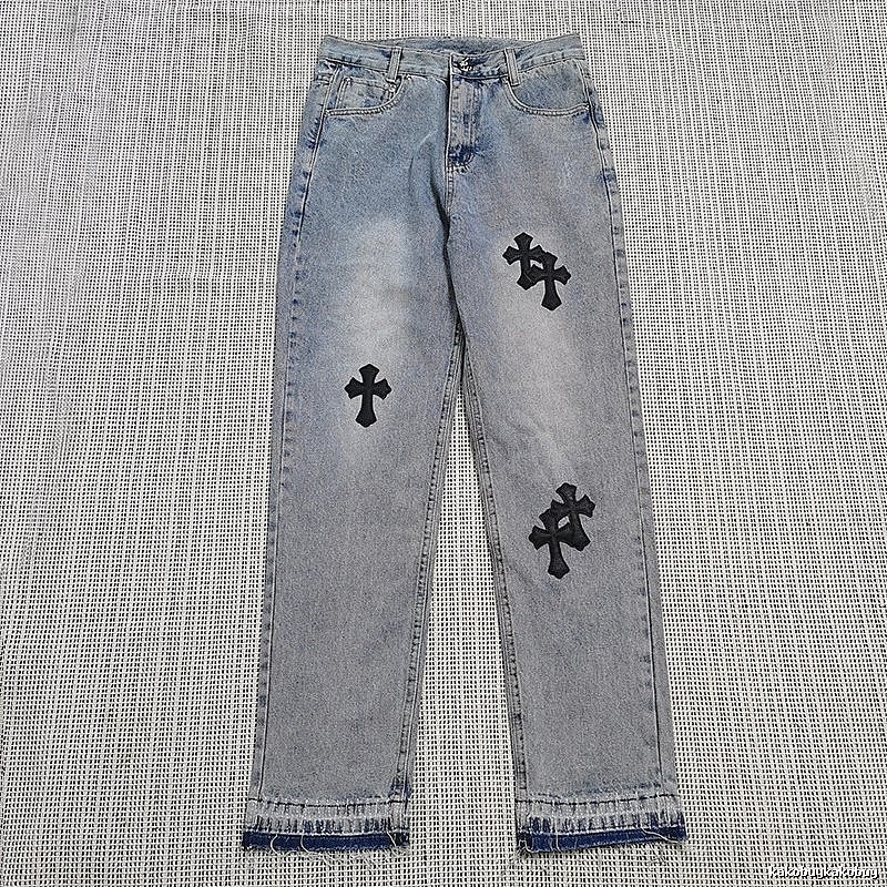 Chrome Hearts Monogram Cross patch jeans White Jeans Black for Layered Styling