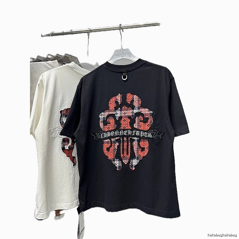 Chrome Hearts Plaid Cross Street Style Black Short-sleeve T-shirt