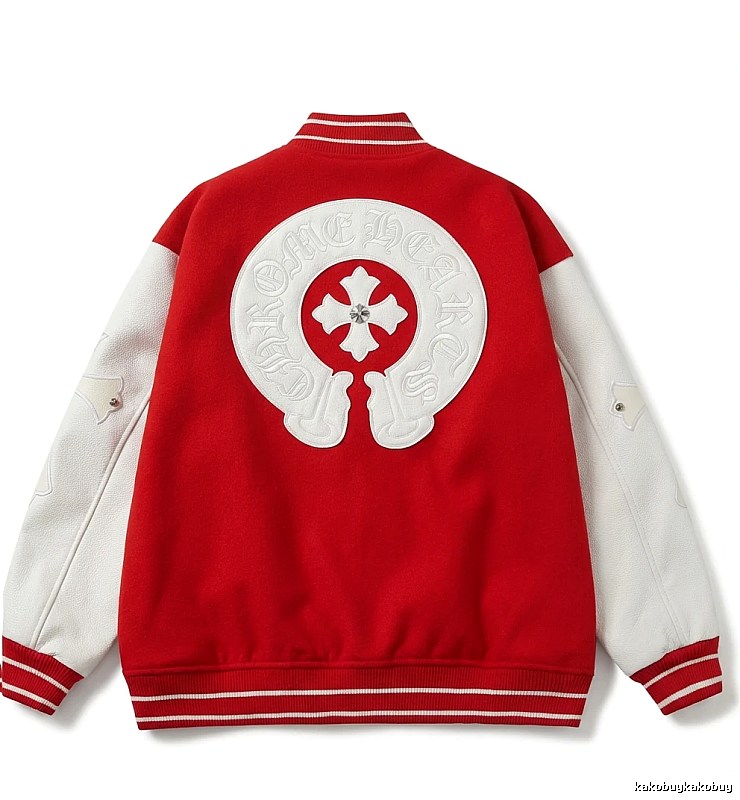 Chrome Hearts Retro Red and White Baseball Jacket