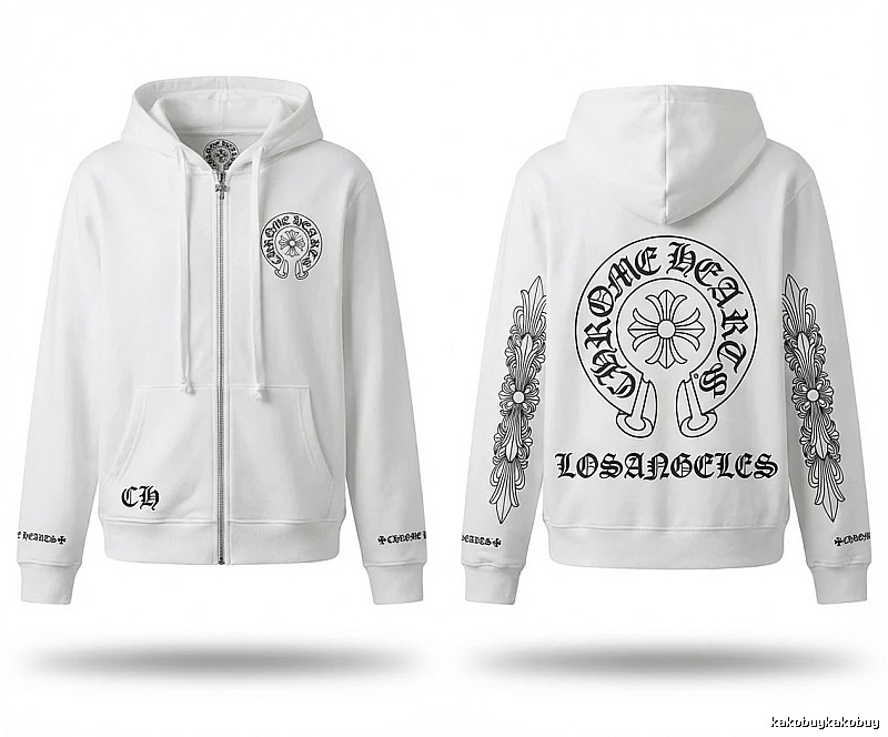 Chrome Hearts Retro Style White Hoodie