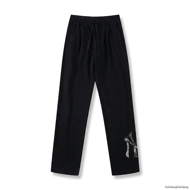 Classic trendy brand black trousers of MLB