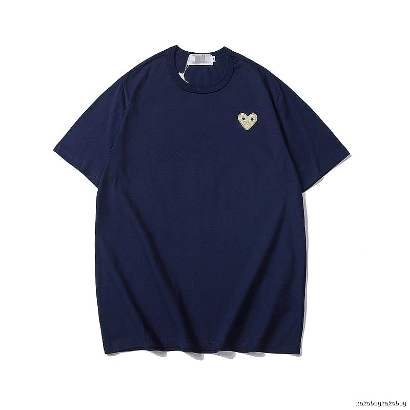 Comme des Garcons PLAY 2023-32 Blue Style 2332 Heart Logo T-Shirt Active Casual