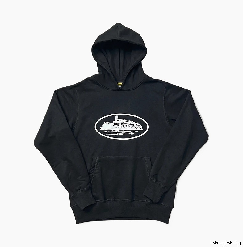 Corteiz nautical style black hoodie