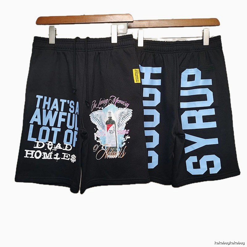 COUGH SYRUP Print Street Style Black Shorts