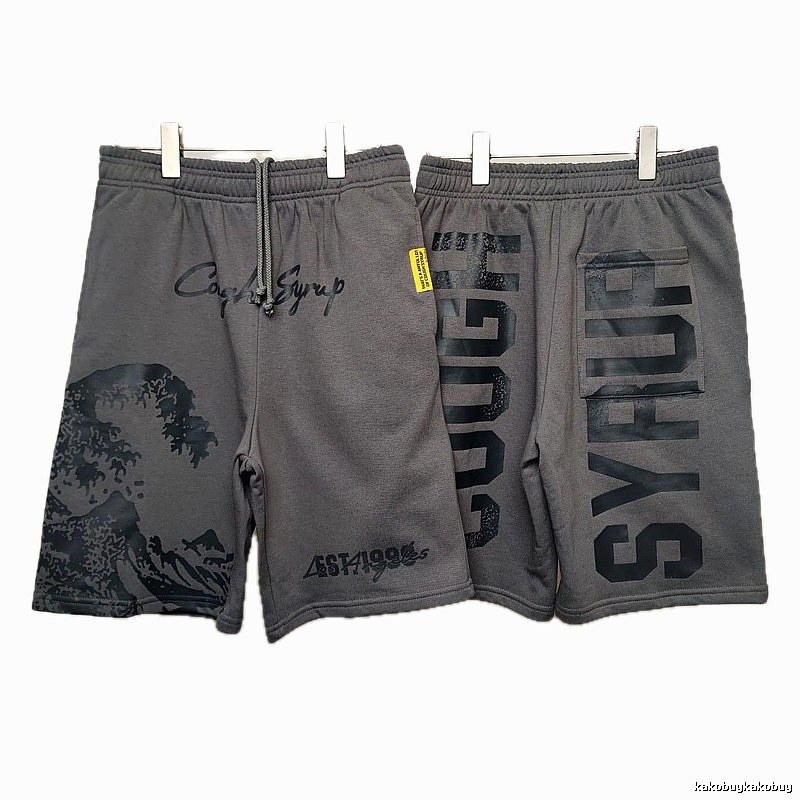 COUGH SYRUP Printed Street Style Grey Shorts