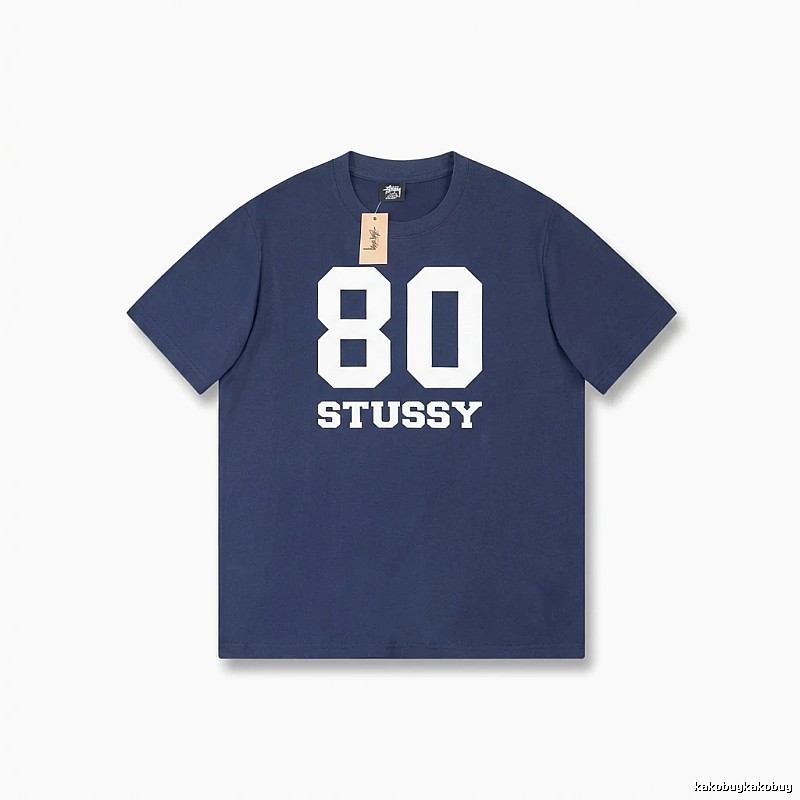 Deep blue T-shirt with Stussy digital printing