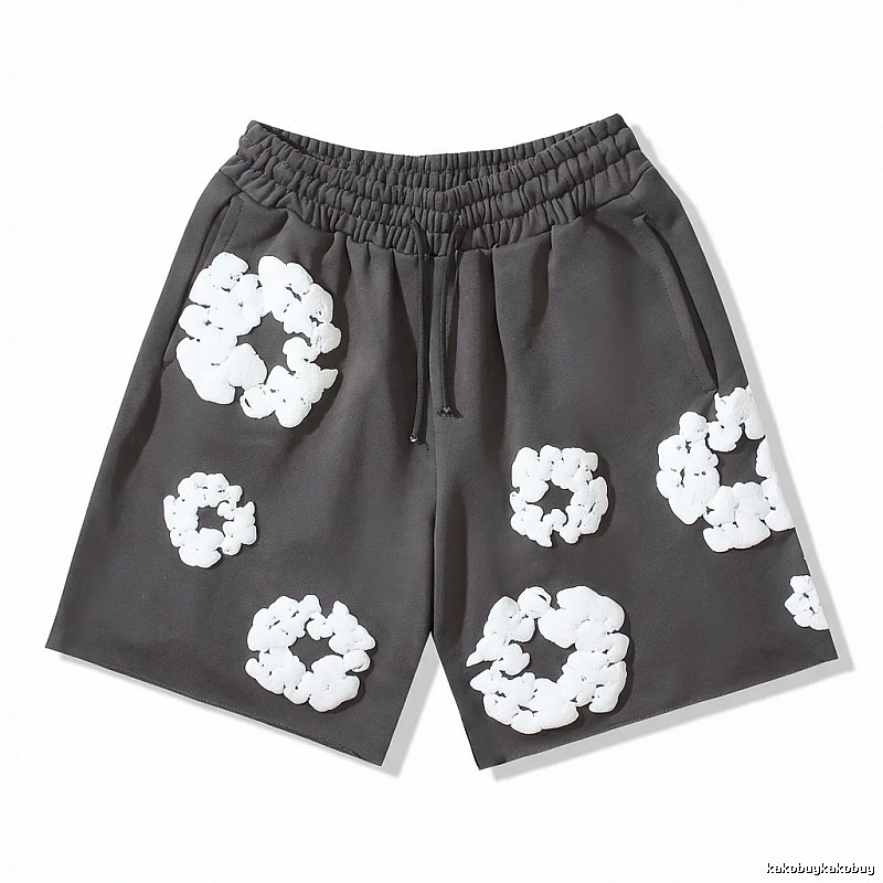 DENIM TEARS Flower Style Black Shorts