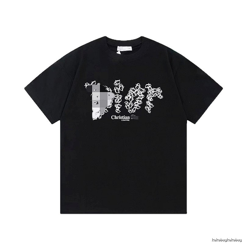 Dior Cool & Trendy Style Printed Black Short-sleeve T-shirt