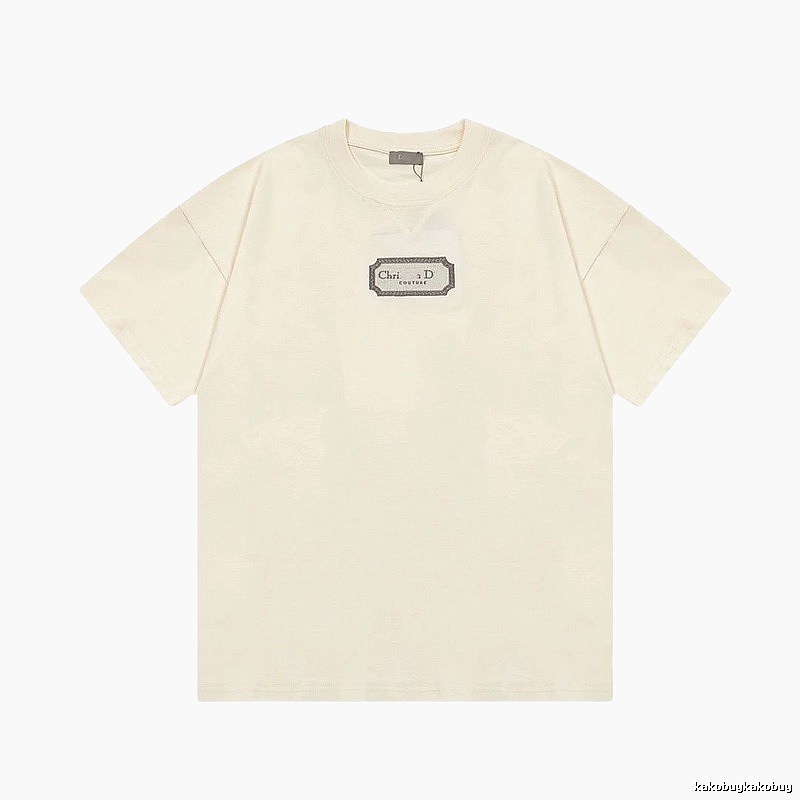 Dior Couture Minimalist Style Off-White Short-sleeve T-shirt