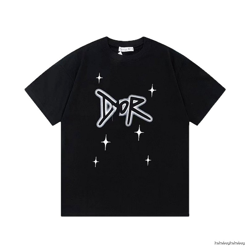 Dior Graffiti Star Street Style Black Short-sleeve T-shirt