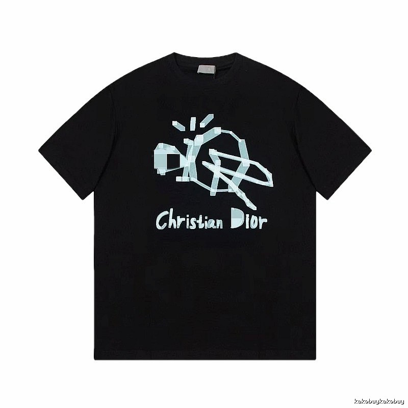 Dior Graffiti Street Style Black Short-sleeve T-shirt