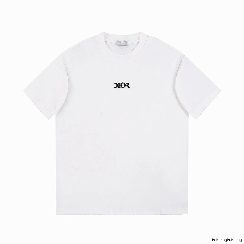 Dior Minimalist Style Embroidered Logo White Short-sleeved T-shirt