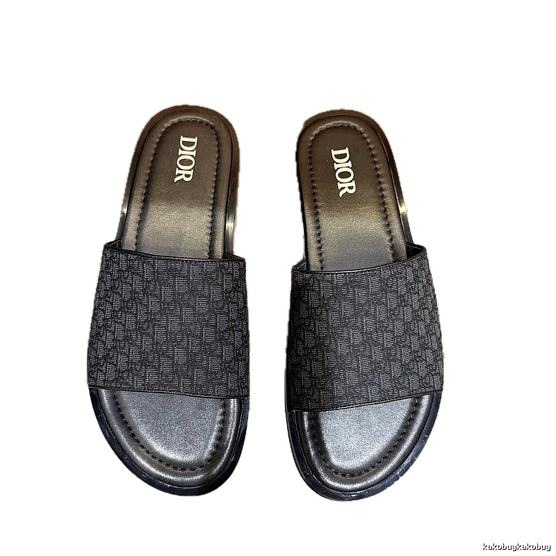 Dior Monogram Light Luxury Style Black Slides
