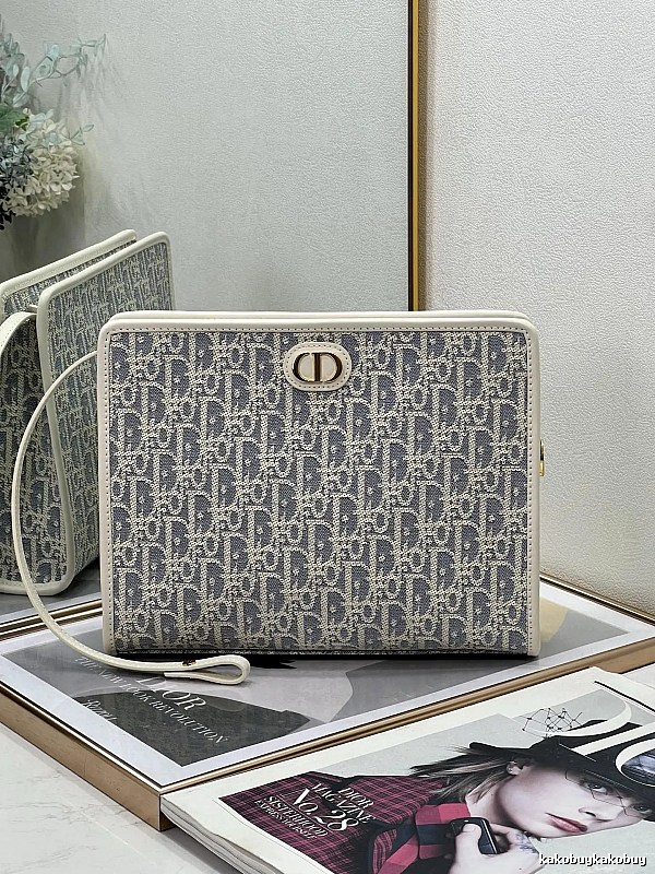 Dior Oblique clutch bag Gray Rectangular
