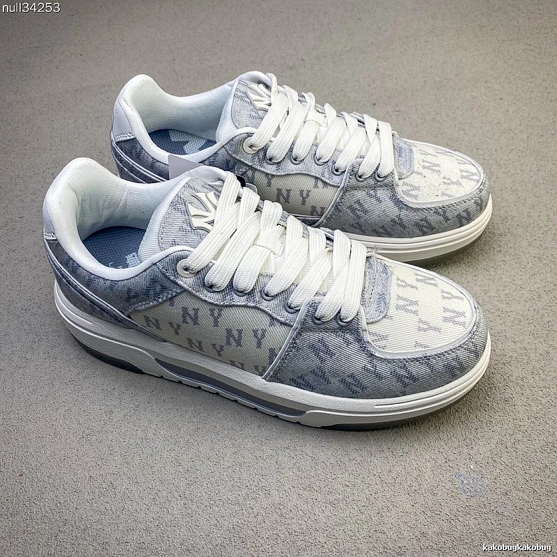 DKNY White and Gray Monogram Sneakers, Two-Tone Upper