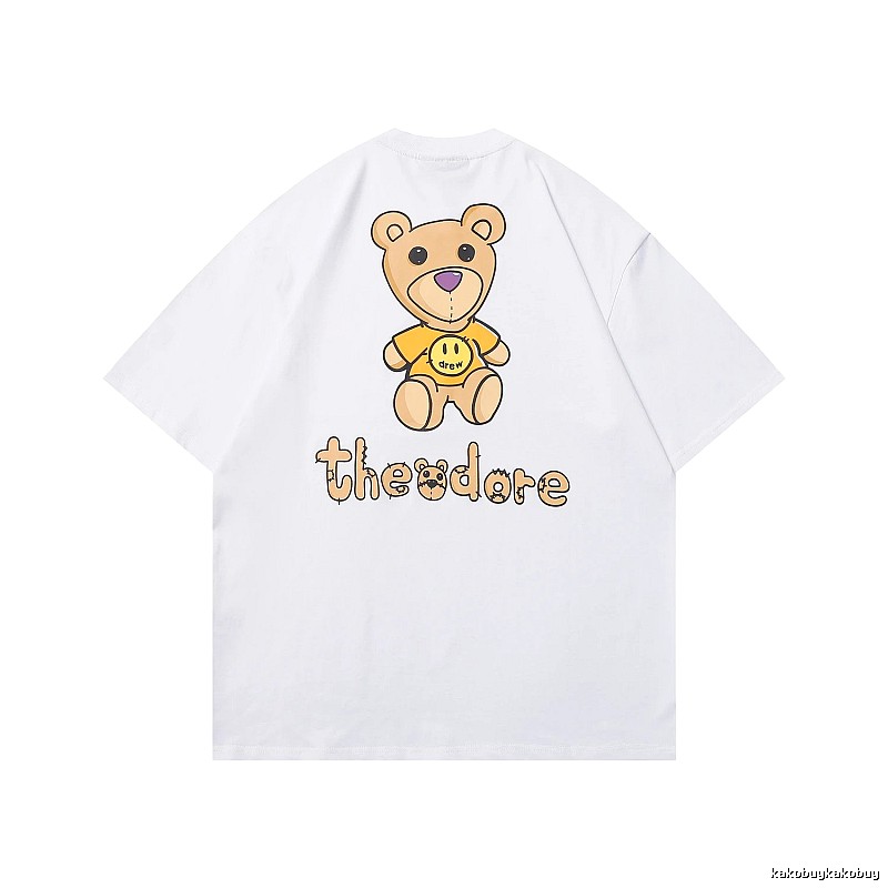 DREW Bear Print Street Style White T-shirt