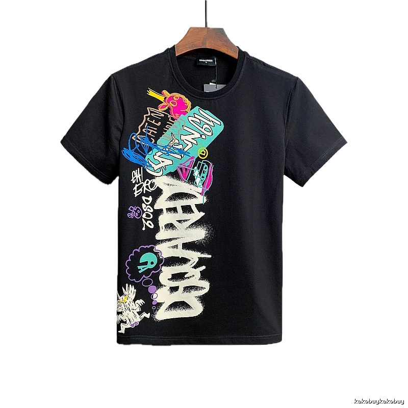 DSQ Graffiti Street Style Black Short-sleeve T-shirt
