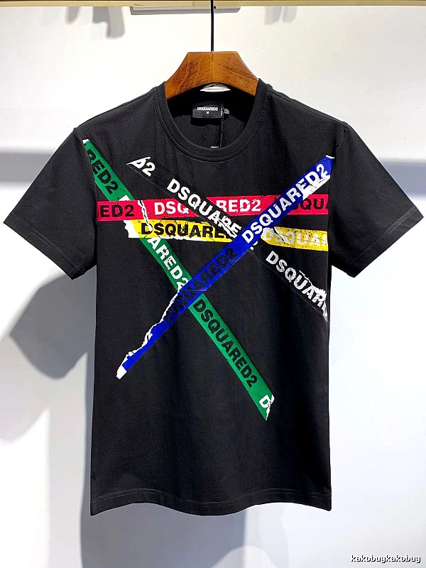 DSQ2 Cross Print Street Style Black T-Shirt