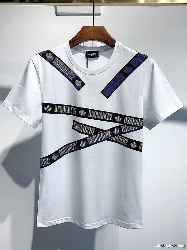 DSQUARED2 Webbing Streetwear Brand White Short-sleeve T-shirt