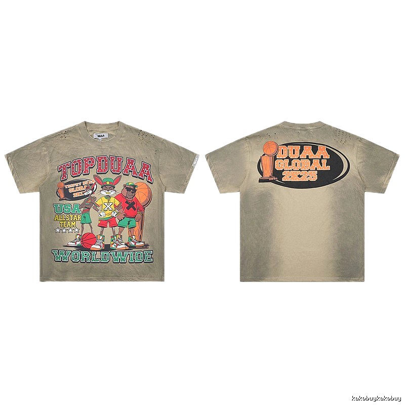 DUAA All-Star American Retro Khaki Short Sleeve T-shirt