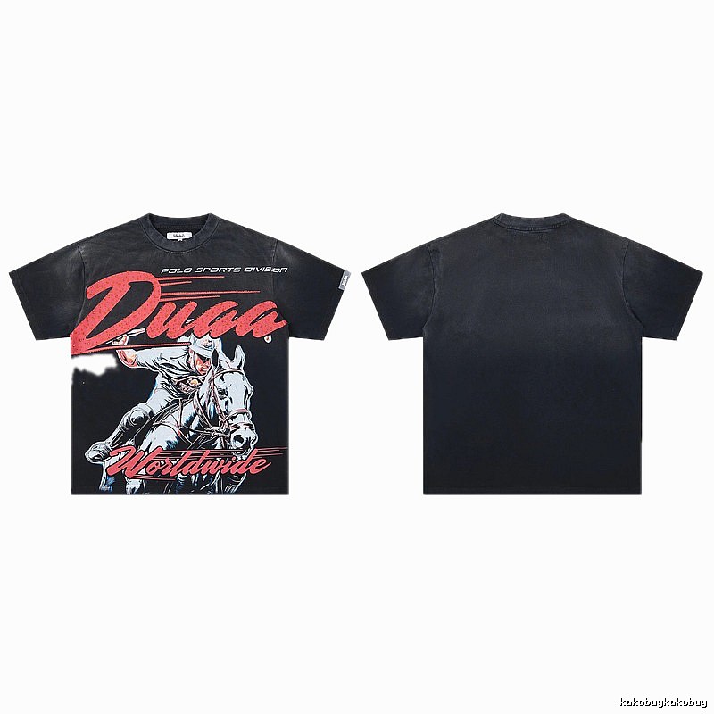 DUAA Vintage Style Black Polo T-Shirt