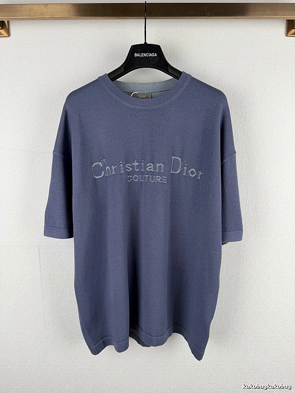 Dusty Blue Dior Oversized Short-Sleeve Sweatshirt - Resort Edit