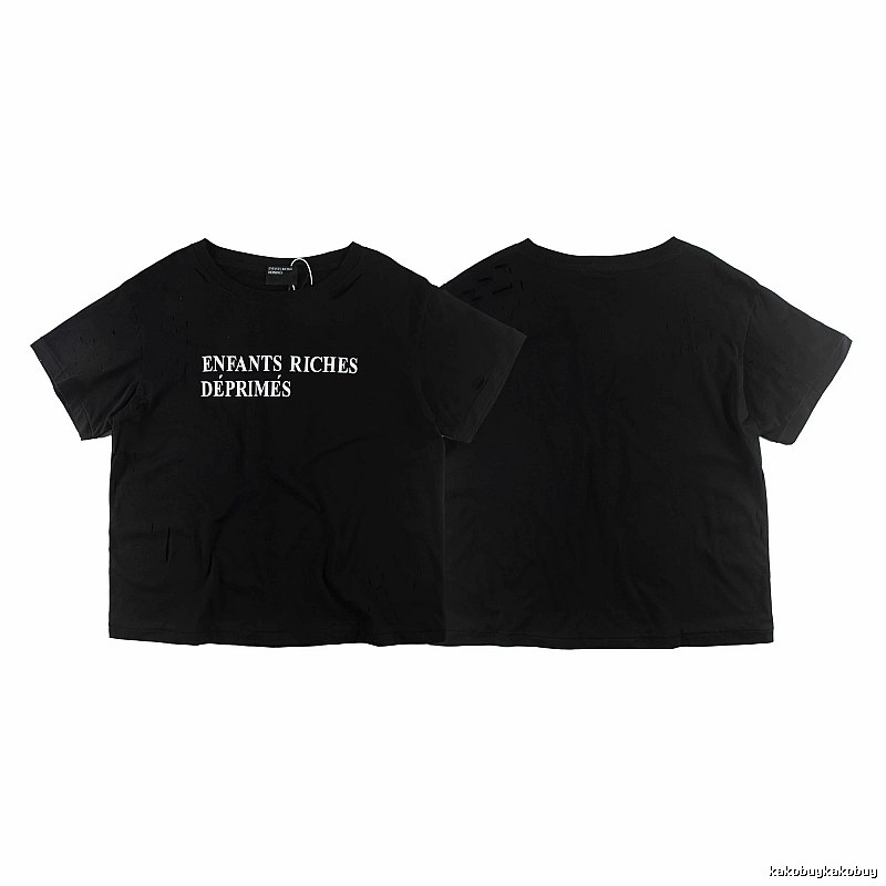 ERD Letter Print Dark High Street Black Short Sleeve T-shirt