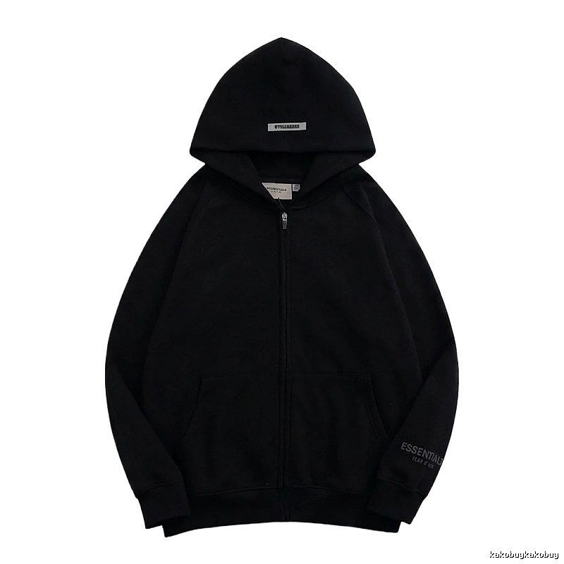 ESSENTIALS minimalist style black hoodie