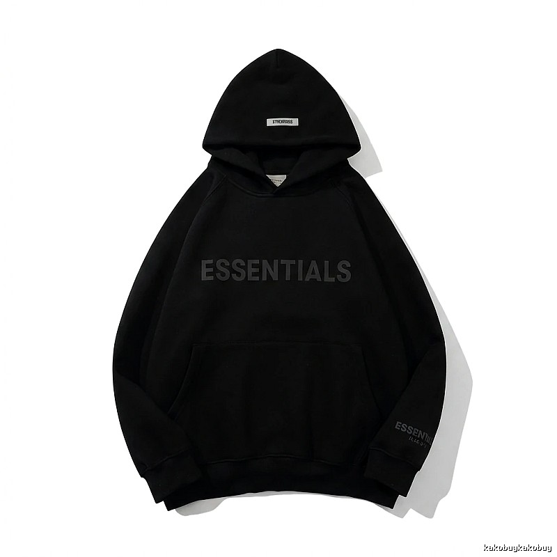 ESSENTIALS minimalist style black hoodie