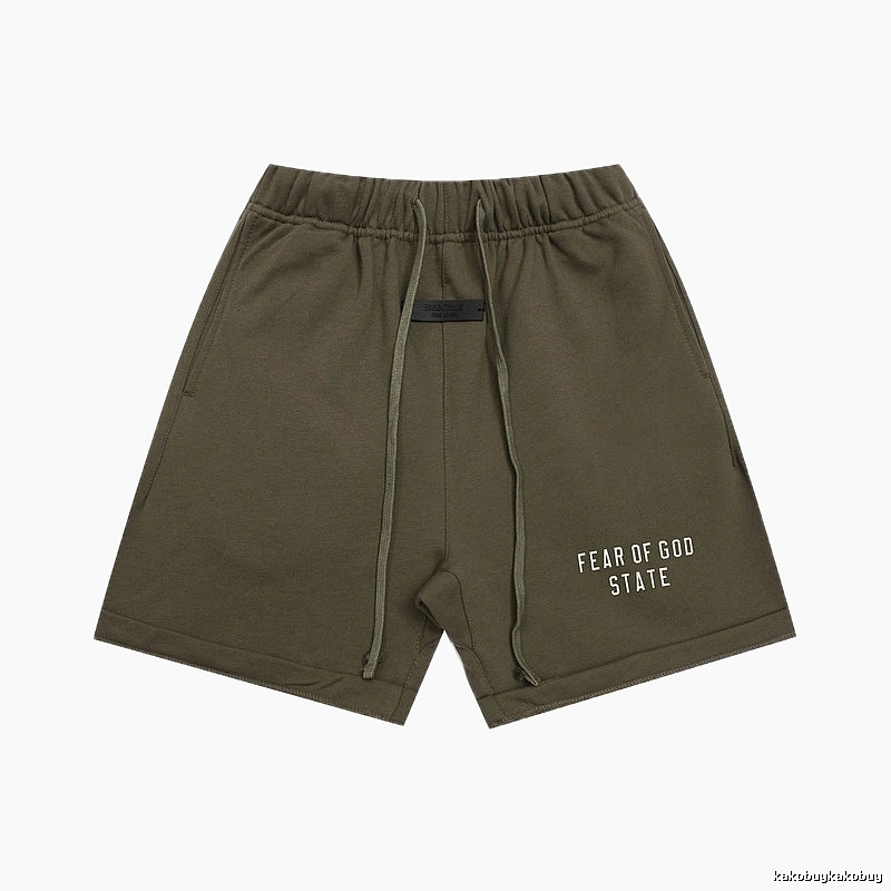 ESSENTIALS Sporty Military Green Shorts