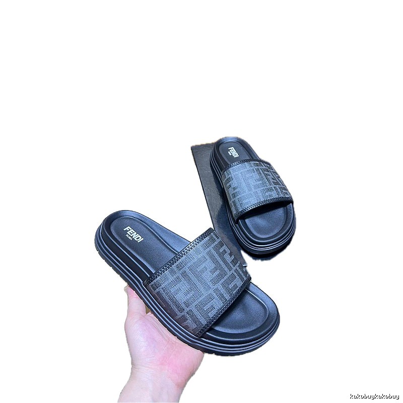 Fendi FF Monogram Casual Black Slide Sandals