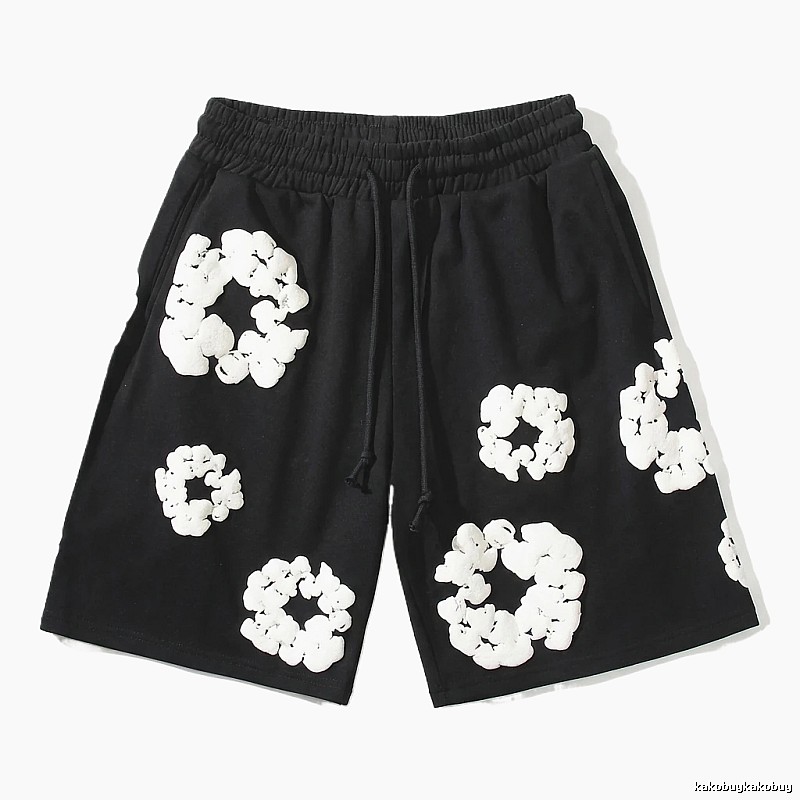 Flower-style black shorts from DENIM TEARS
