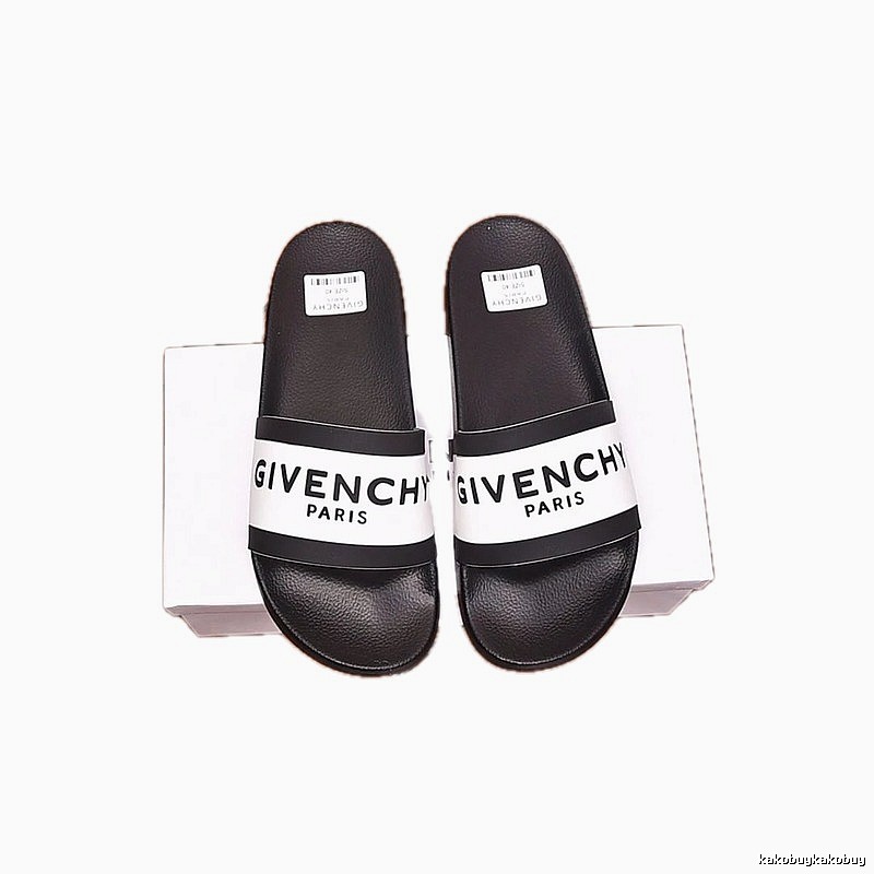Givenchy Letter Printed Streetwear-style Black and White Slides