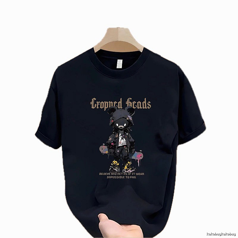 Gloomy Bear Streetwear Street-style Navy Blue Short-sleeve T-shirt