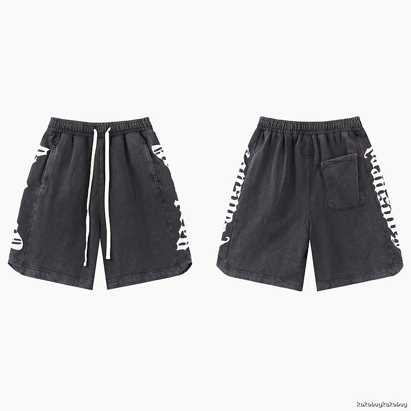 Godspeed Gothic Print Street Style Charcoal Black Shorts