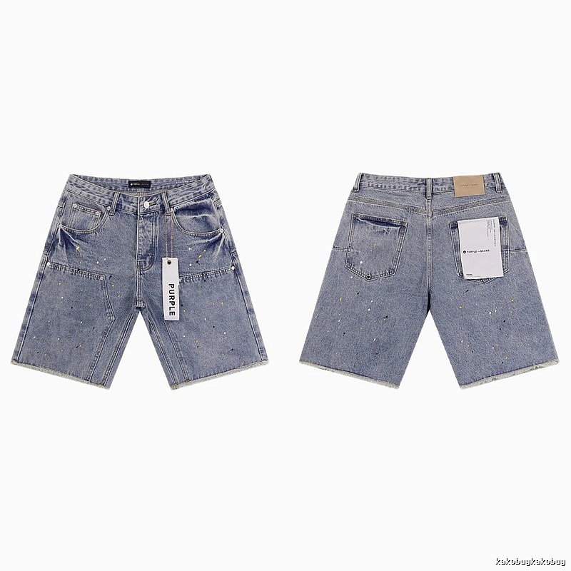 Godspeed Ink-splashing Street Style Light Blue Denim Shorts