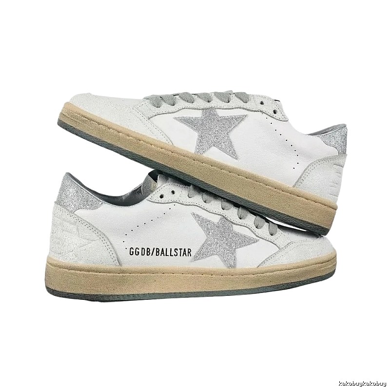 Golden Goose Ballstar Silver - White Retro Athletic Shoes