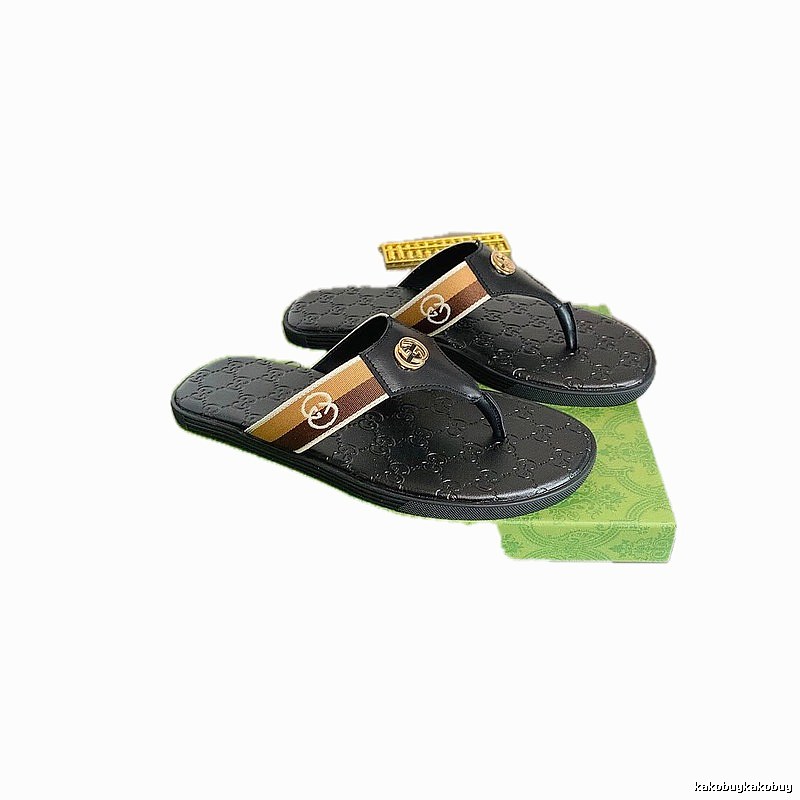 Gucci Double G Series Light Luxury Style Black Flip Flops