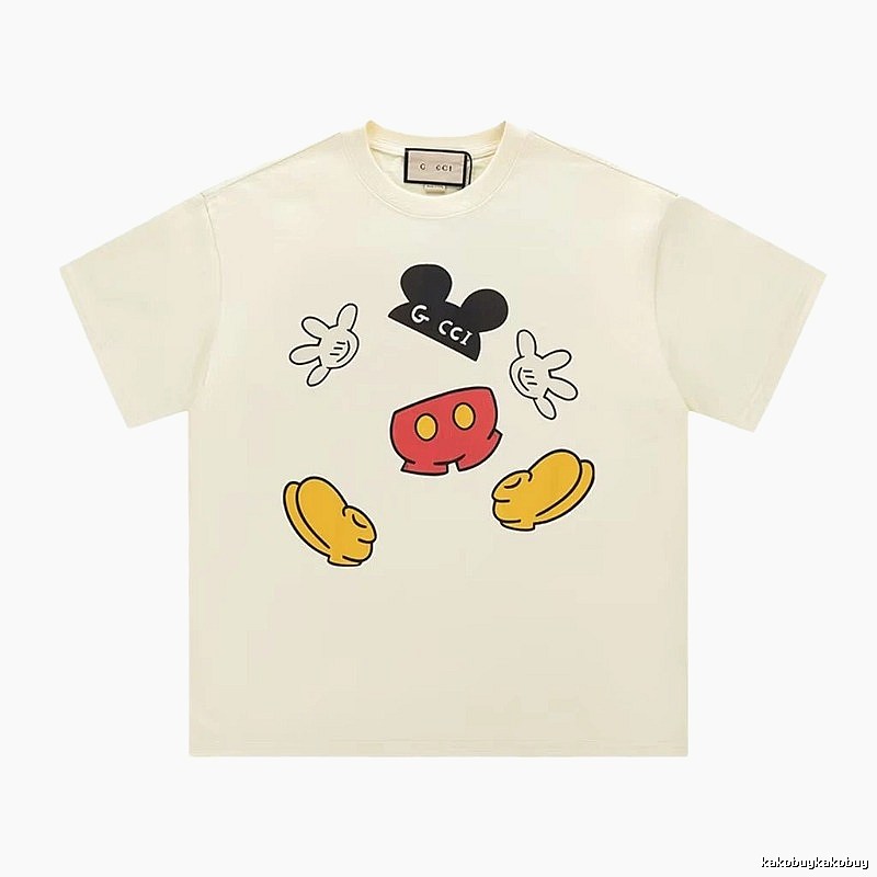 Gucci x Mickey Mouse Co-branded Fun Trendy Style Off-white T-shirt