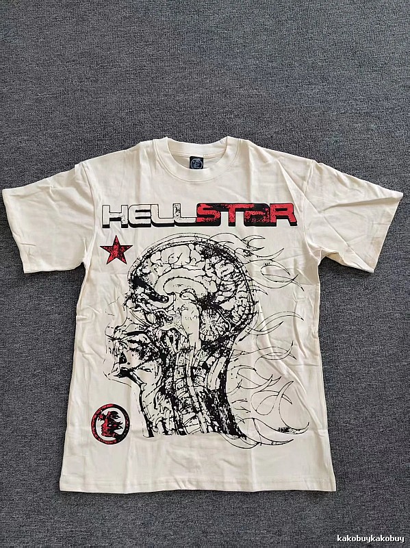 Hellstar Skeleton Print Street-style Off-white T-shirt