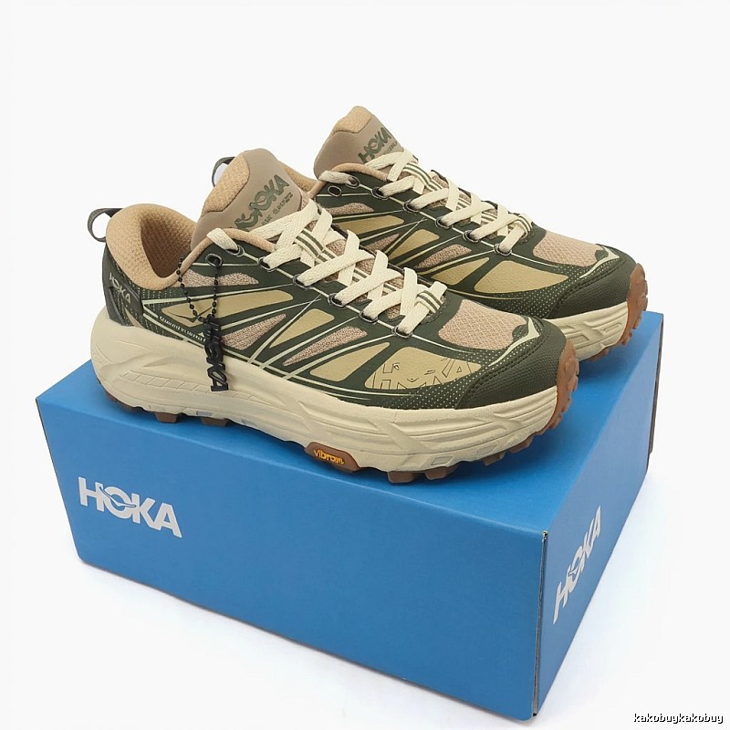 HOKA retro khaki sports shoes