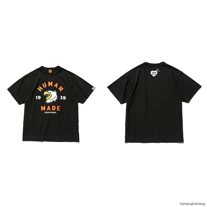 Human Made Easy Match Heart logo T-shirt Black Green Human for Leisure Wear