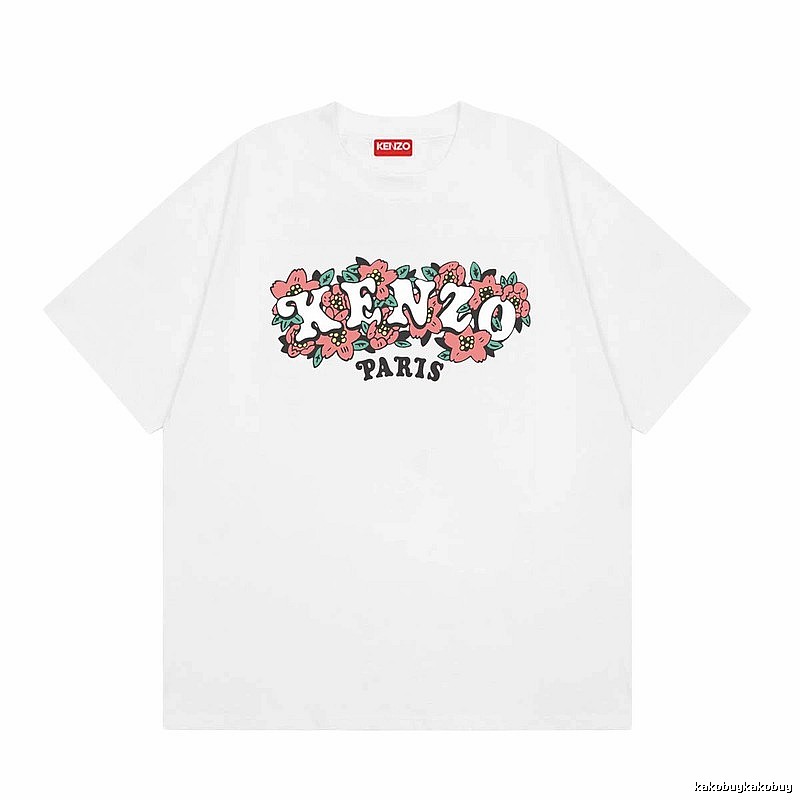 KENZO Floral Collection Street Style White Short-sleeve T-shirt