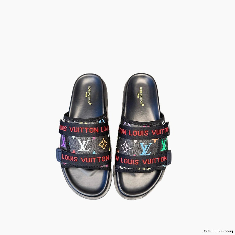 Louis Vuitton Classic Monogram Trendy Colorful Slide Sandals