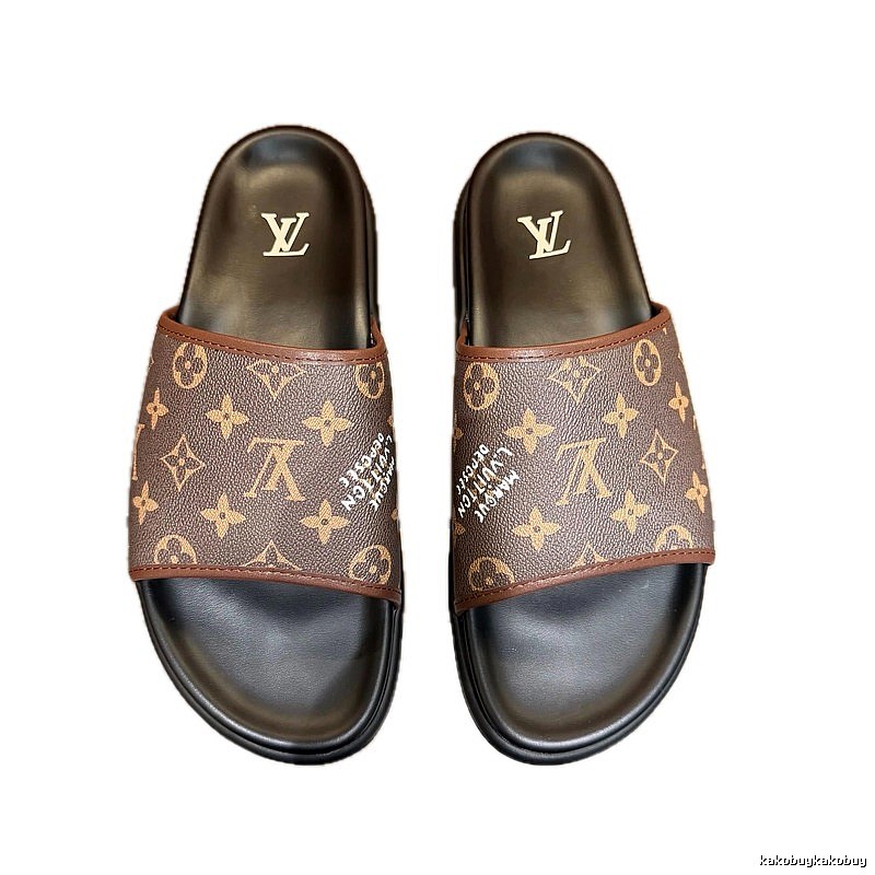 Louis Vuitton Classic Monogram Vintage-style Brown Slide Sandals