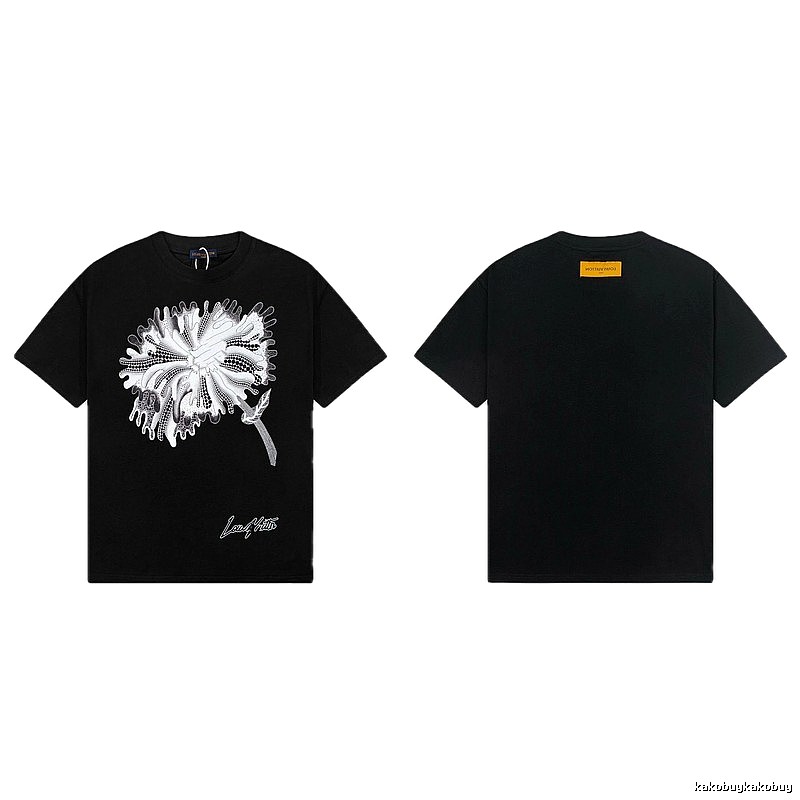 Louis Vuitton Dandelion Print Trendy Black T-Shirt