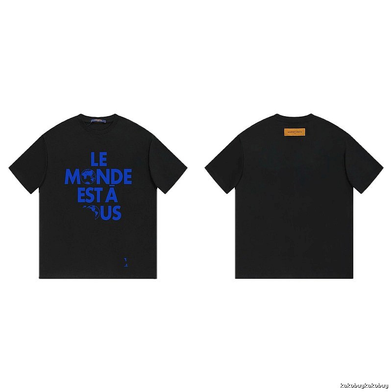 Louis Vuitton Letter Print Cool Trendy Style Black T-shirt