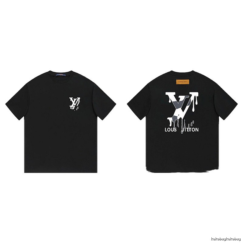 Louis Vuitton Melted Logo Street Style Black Short-sleeve T-shirt
