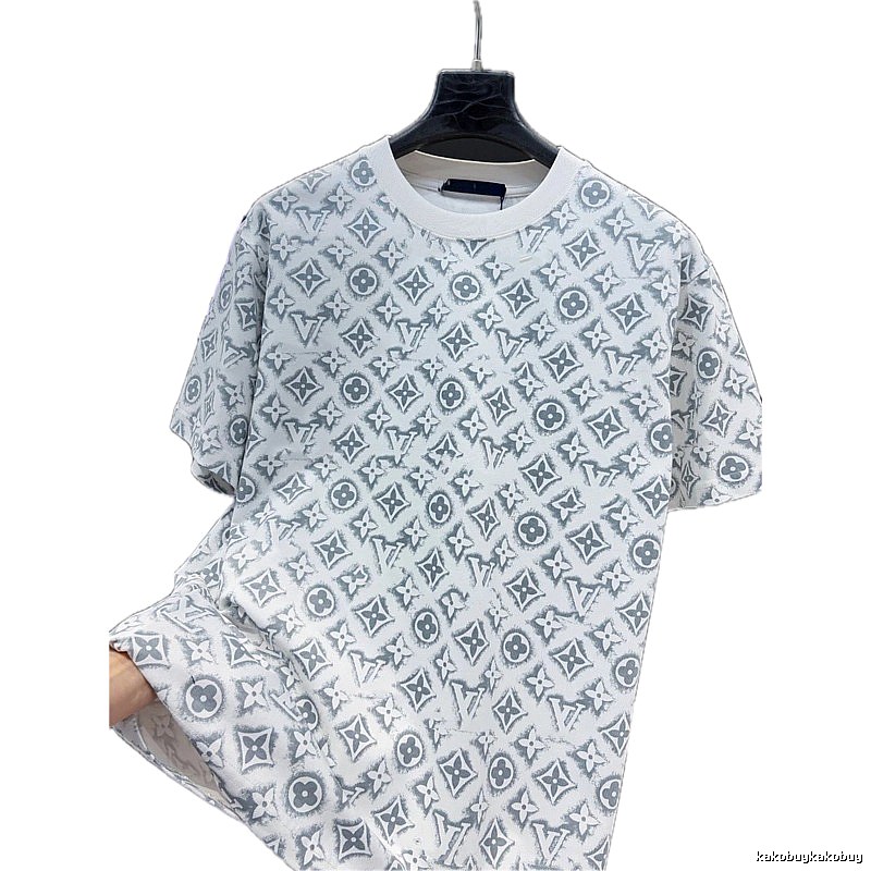 Louis Vuitton Monogram Light Luxury Style White and Gray Short-sleeve T-shirt