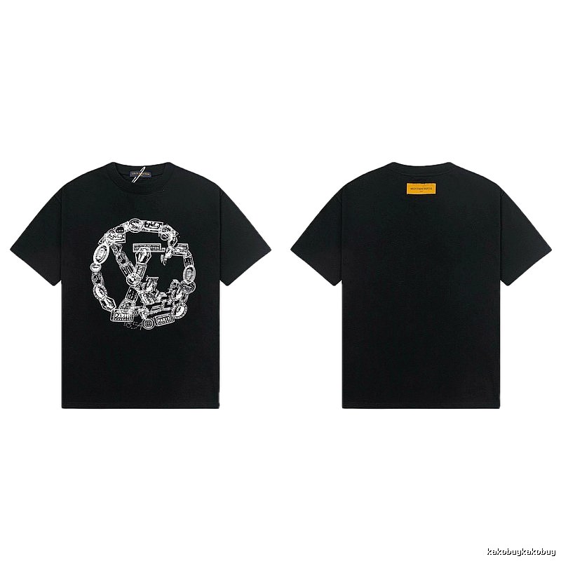 Louis Vuitton Printed Trendy Style Black Short-sleeve T-shirt